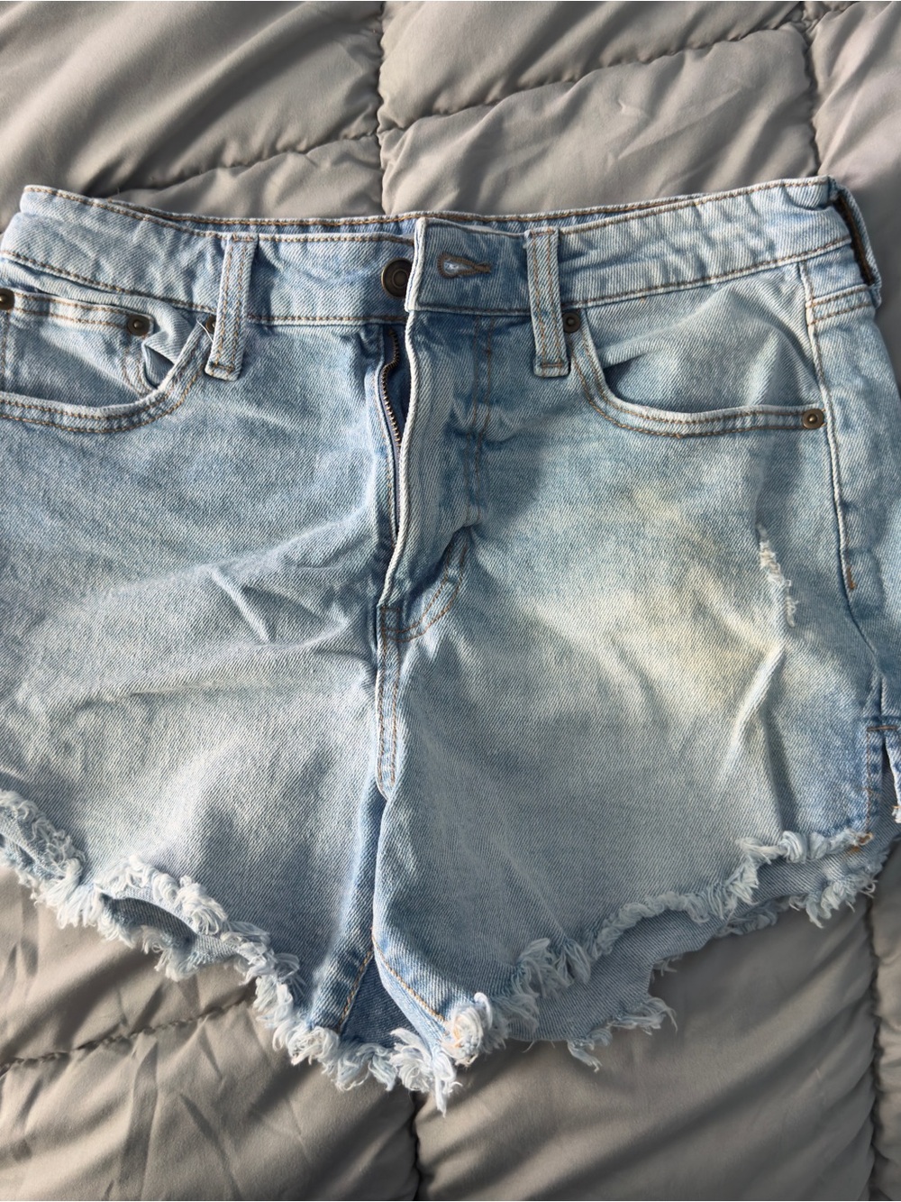 Light Blue Denim Cutoff Shorts - Women